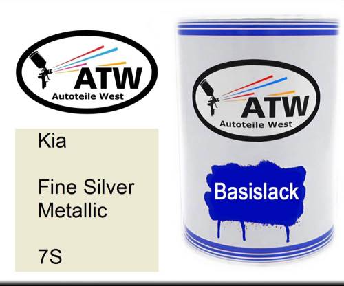 Kia, Fine Silver Metallic, 7S: 500ml Lackdose, von ATW Autoteile West.